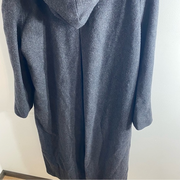 Andrea 100% Wool Hooded Maxi Trench Pea Coat Sz 16 Button Down Jacket - Picture 9 of 11